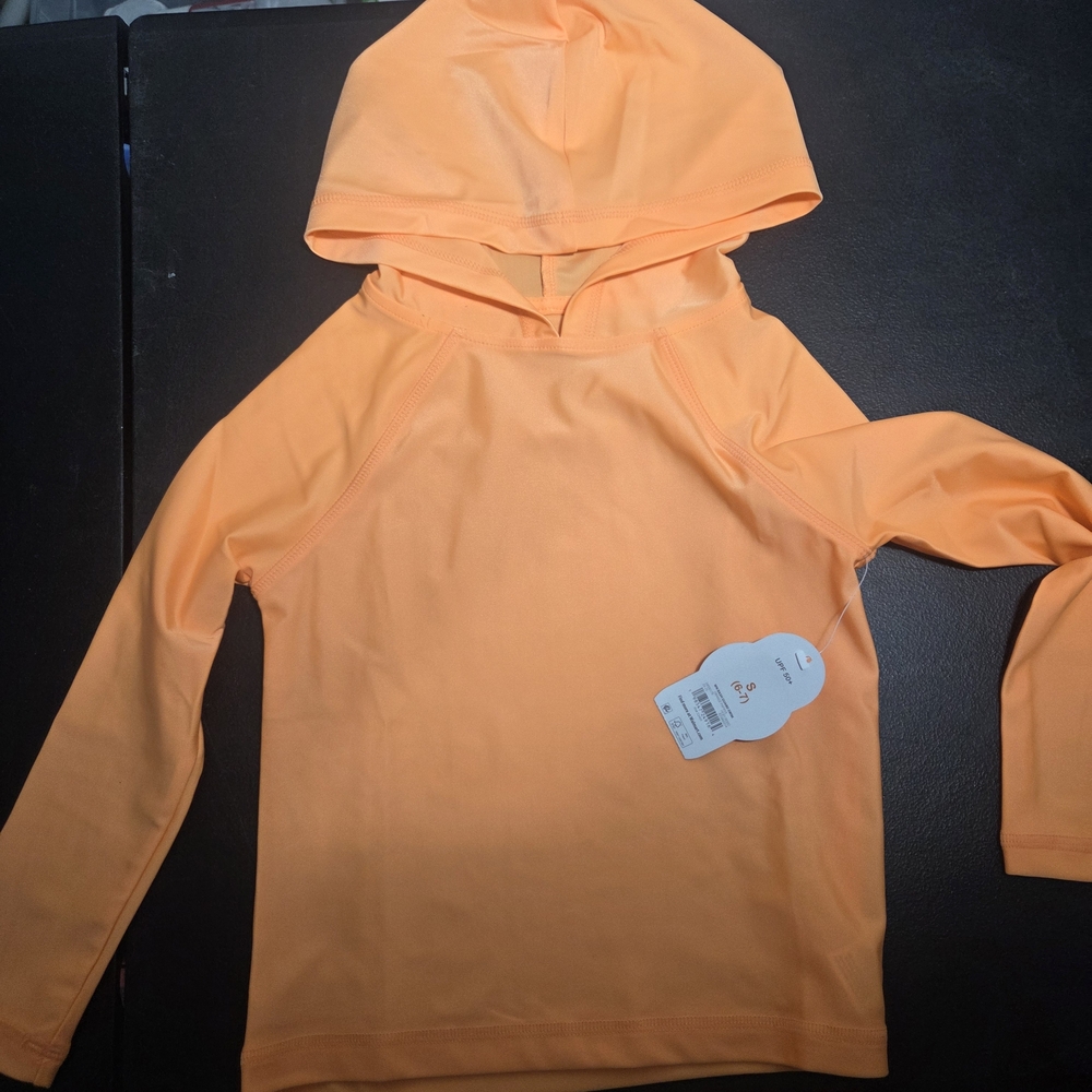 Orange Hooded Long Sleeve Shirt